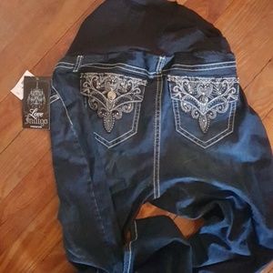 Love indigo premium maternity jeans button pockets